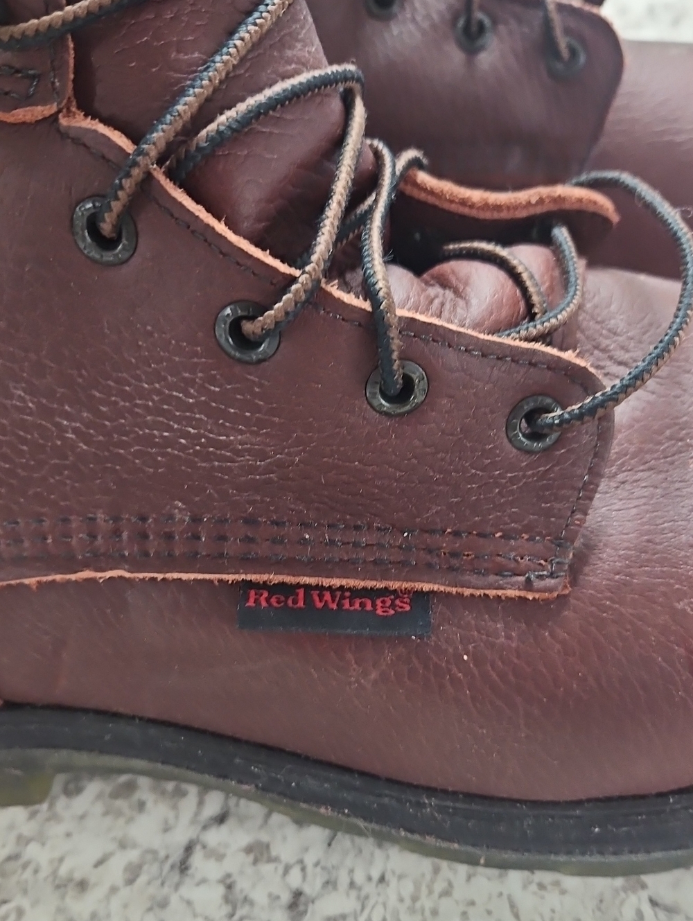 Red Wings Brown Leather Men's Work Boot — Durable Lace-Up Construction
